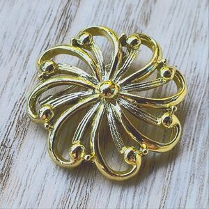 Vintage Gerry's Brushed Goldtone Rounded Pin Brooch